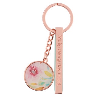 Make Every Day Count Pink Daisies Rose Gold Key Chain