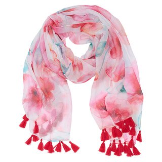 Cherish Every Moment Coral Poppies Scarf