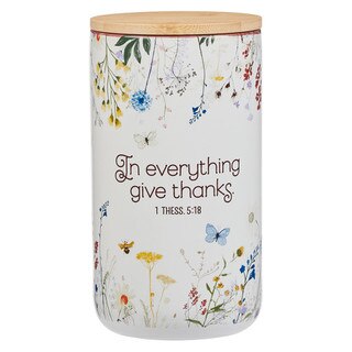 Give Thanks Topsy-Turvy Wildflower Ceramic Gratitude Jar - 1 Thessalonians 5:18