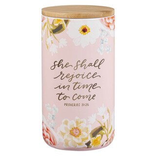 She Shall Rejoice Ceramic Gratitude Jar - Proverbs 31:25