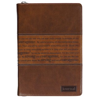 Strong and Courageous Zippered Classic LuxLeather Journal - Joshua 1:5-7