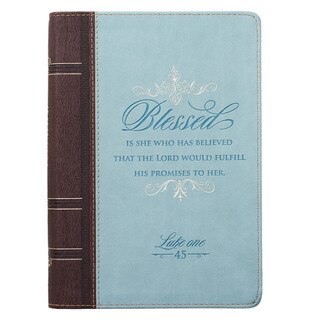 Blessed Zippered Classic LuxLeather Journal - Luke 1:45