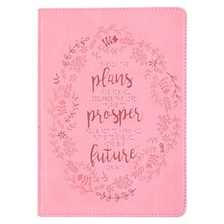 I Know the Plans Pink Slimline Faux Leather Journal - Jeremiah 29:11