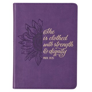 Strength & Dignity Purple Sunflower Faux Leather Handy-Sized Journal - Proverbs 31:25