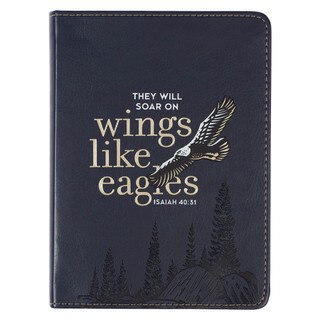 Wings Like Eagles Navy Blue Handy-sized Faux Leather Journal - Isaiah 40:31