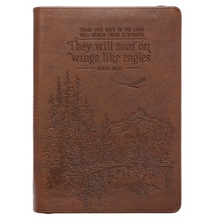 Soar Brown Faux Leather Classic Journal with Zipped Closure - Isaiah 40:31