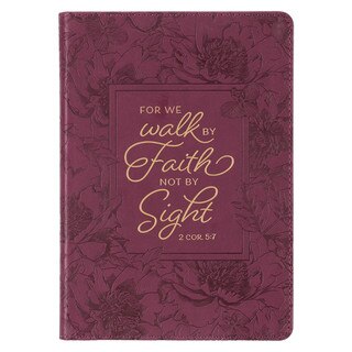 Walk by Faith Floral Berry Faux Leather Classic Journal - 2 Corinthians 5:7