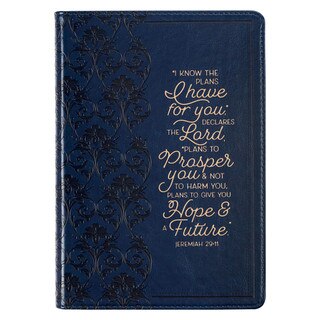 I Know The Plans Floral Trellis Blue Faux Leather Classic Journal - Jeremiah 29:11