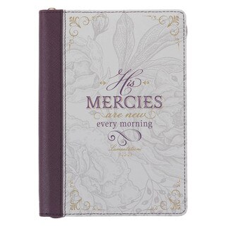 His Mercies are New Amethyst Purple Faux Leather Journal with Zipper Closure - Lamentations 3:22-23