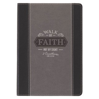 Walk by Faith Black and Gray Faux Leather Classic Journal - 2 Corinthians 5:7