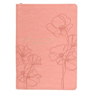 Mercy Blossom Pink Faux Leather Journal with Zipper Closure