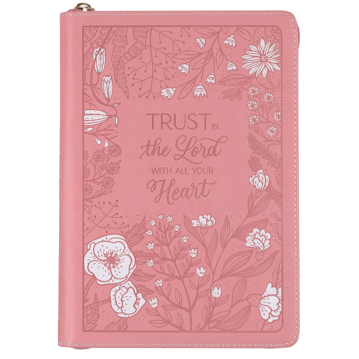 Trust With All Your Heart Pink Faux Leather Classic Journal with Zipper  Closure - Proverbs 3:5-6