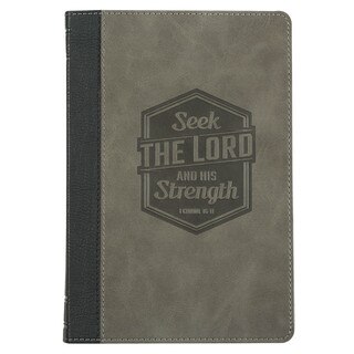 Seek the Lord Black and Gray Faux Leather Classic Journal - 1 Chronicles 16:11