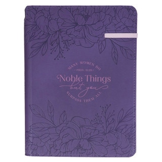 Noble Things Purple Faux Leather Classic Journal with Pen Holder - Proverbs 31:29