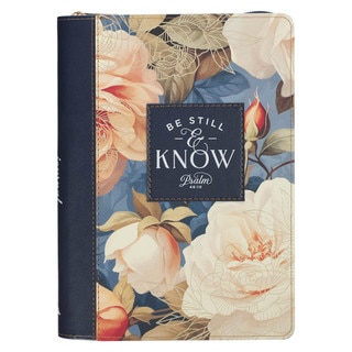 Be Still and Know Serene Roses Faux Leather Journal with Zipper Closure - Psalm 46:10