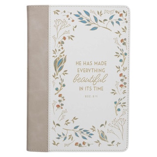 Everything Beautiful Cream Floral Faux Leather Classic Journal - Ecclesiastes 3:11