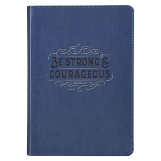 Be Strong and Courageous Blue Faux Leather Journal with Zipper Closure - Joshua 1:9 