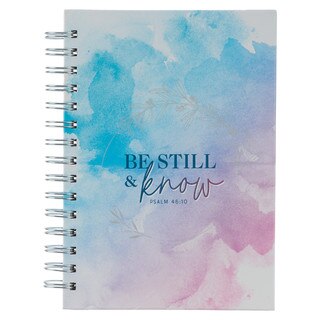 Be Still & Know Pink and Blue Watercolor Large Wirebound Journal - Psalm 46:10