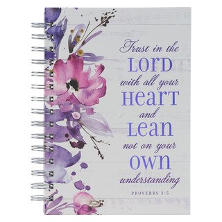 Trust in the Lord Purple Floral Garland Large Wirebound Journal - Proverbs 3:5