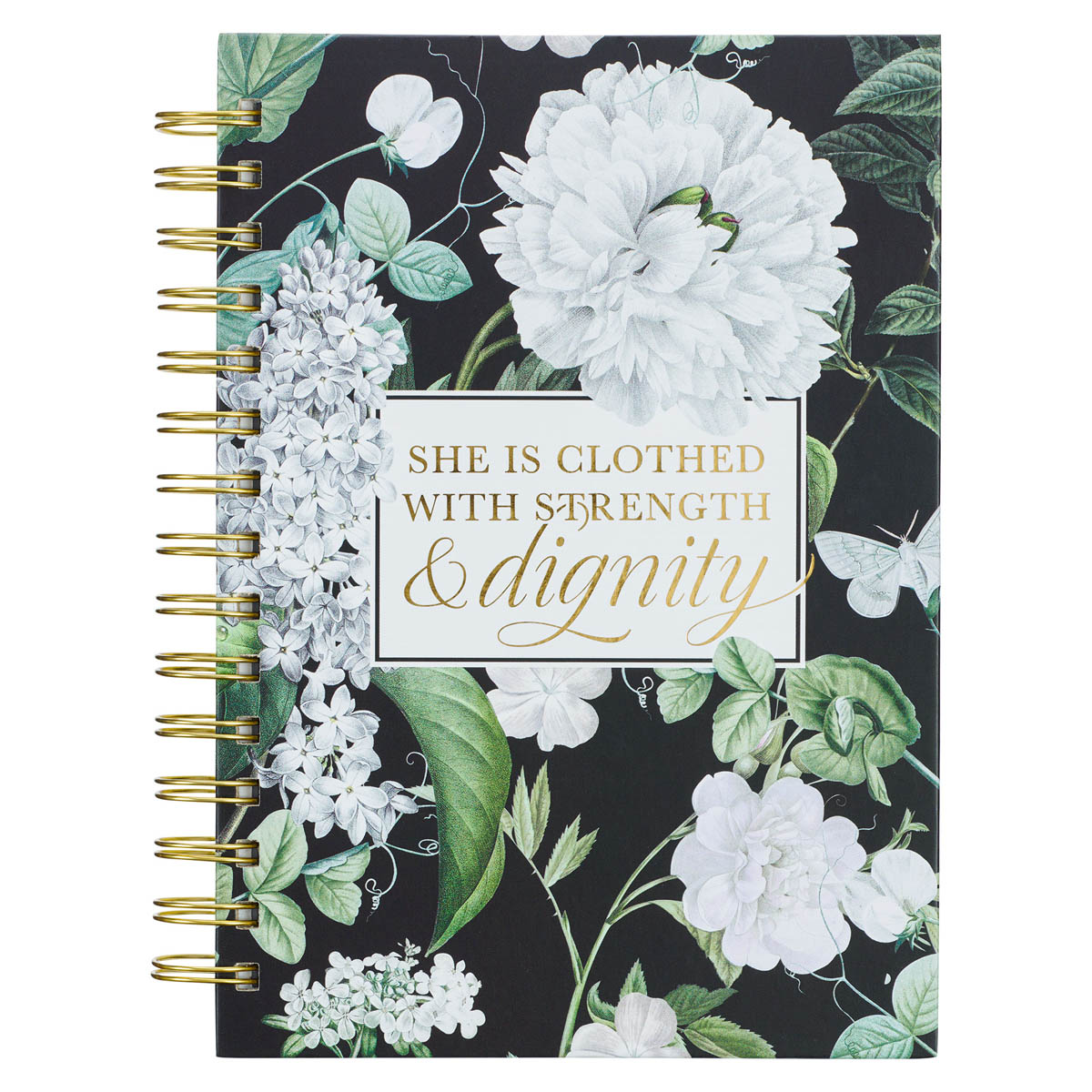 Clothed with Strength & Dignity White Floral Large Wirebound