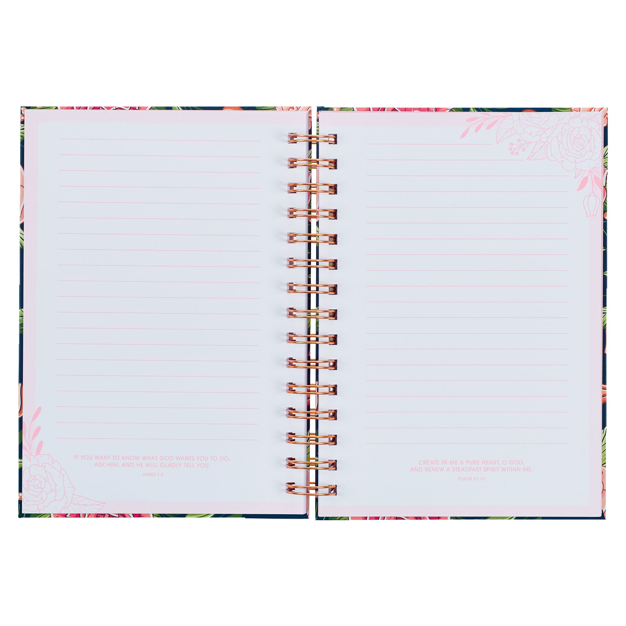 Strength and Dignity Pink Rose Large Wirebound Journal - Proverbs 31:25