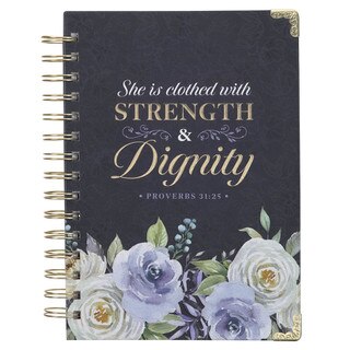 Strength and Dignity Indigo Rose Spiral Journal - Proverbs 31:25