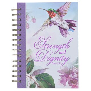 Strength and Dignity Purple Hummingbird Large Spiral Journal - Proverbs 31:25