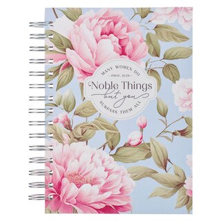 Noble Things Pink Peony Spiral Journal - Proverbs 31:29