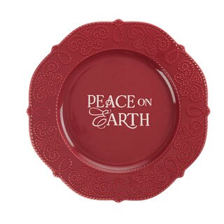 Peace on Earth Red Ceramic Plate