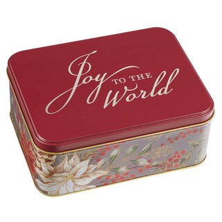 Joy to the World Cinnamon-red Poinsettia Gift Tin