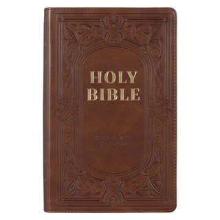 Medium Brown Ivy Faux Leather Giant Print Standard-size Bible with Thumb Index