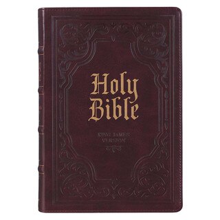 Antiqued Dark Brown Faux Leather Giant Print Full-size King James Version Bible with Thumb Index