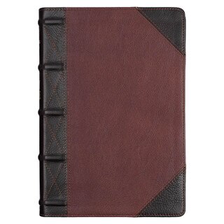 Tawny and Dark Brown Full Grain Leather Giant Print King James Version Bible with Thumb Index