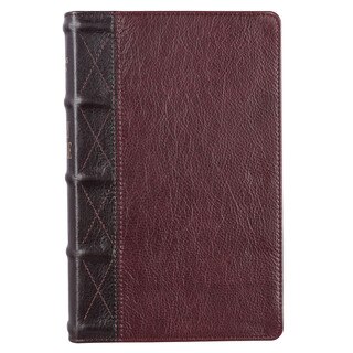 Two-tone Brown Full Grain Leather Giant Print King James Version Bible with Thumb Indexing