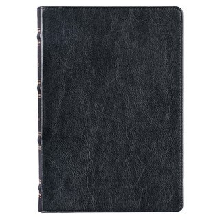 Black Full Grain Leather Large Print Thinline King James Version Bible with Thumb Index