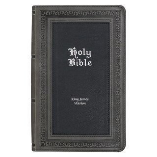 Gray and Black Faux Leather Giant Print Standard-size King James Version Bible with Thumb Index