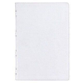 White Full Grain Leather Full-size Giant Print King James Version Bible with Thumb Index