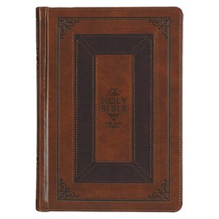 Toffee and Burgundy Faux Leather Hardcover King James Version Study Bible with Thumb Index