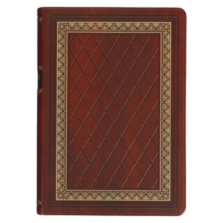 Diamond Grid Saddle Tan Faux Leather King James Version Study Bible with Thumb Index