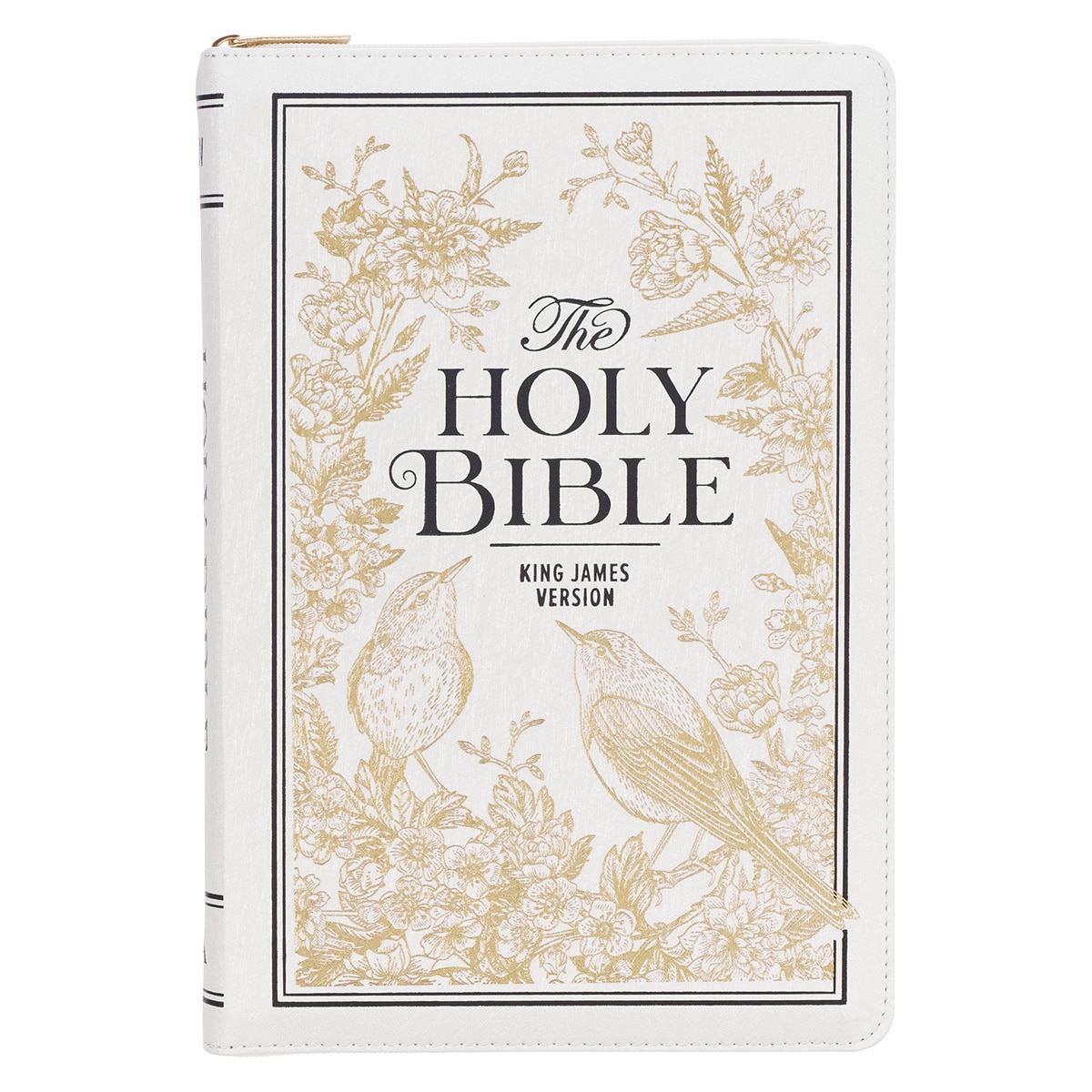 White Gold Large Print Thinline KJV Bible Zippered Thumb Index