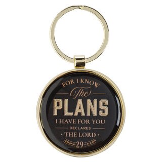 Plans Black Metal Keychain in Gift Tin - Jeremiah 29:11