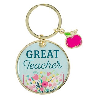 Great Teacher Epoxy-coated Metal Keychain with Charm - Ecclesiastes 2:26