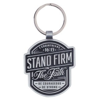 Stand Firm Black Epoxy-filled Metal Keychain - 1 Corinthians 16:13