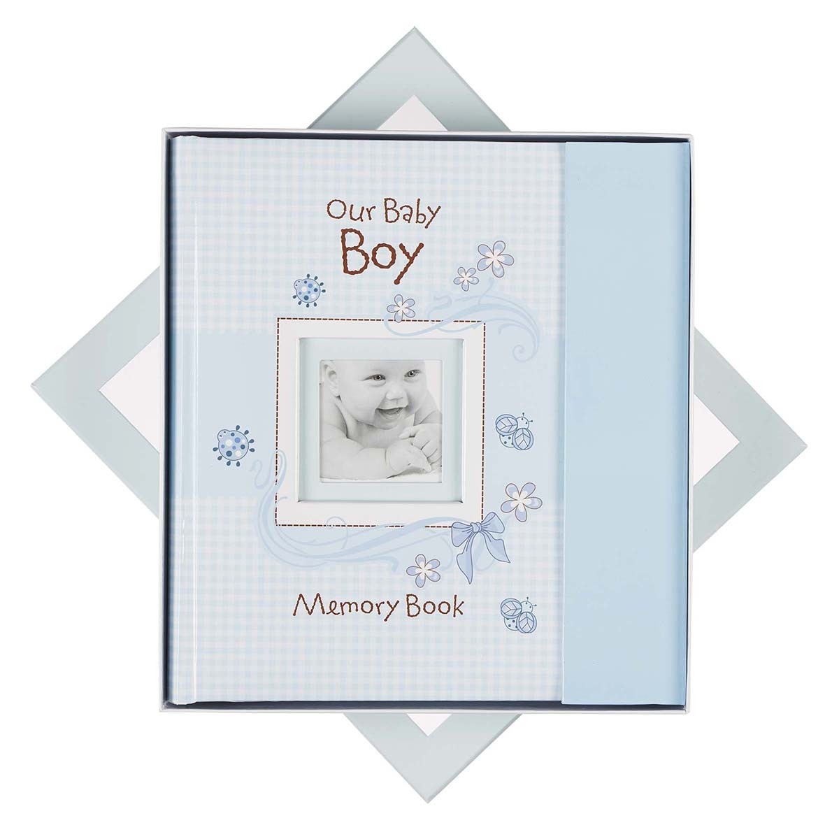 Baby Memory Book Boy - 2024 Boy Baby Book - Personalized Book - School Birthday Yearly Journal - Blue Stripes - Baby Shower Gift