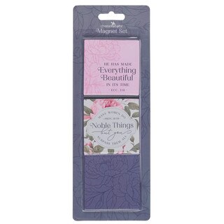 Noble Things Pink Floral Magnet Set - Proverbs 31:29