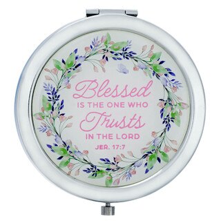 Blessed is the One Purple Floral Compact Mirror - Jeremiah 17:7