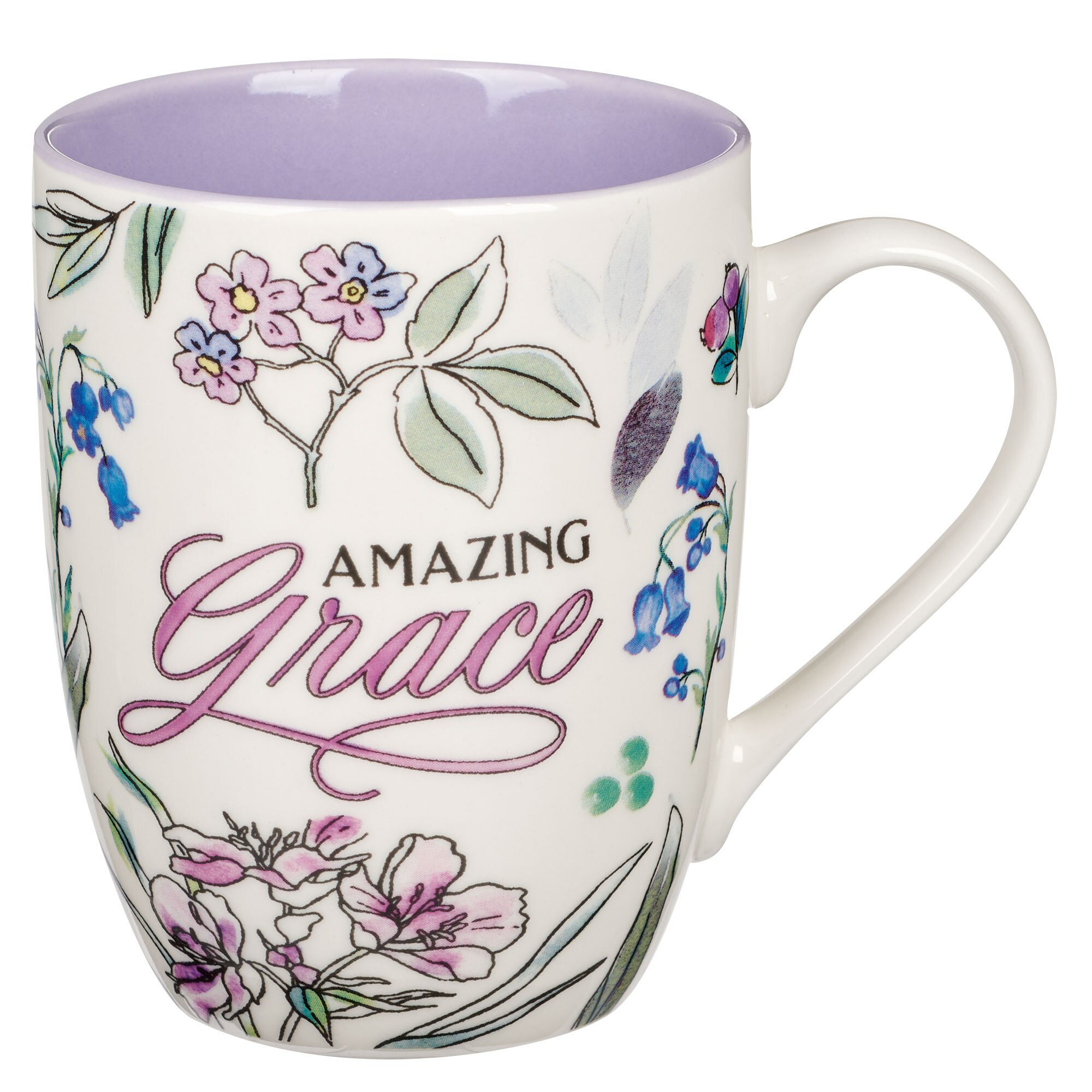 Faith and Love Lilac Purple Ceramic Coffee Mug Set