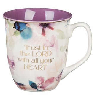 Trust in the Lord Plum Bloom Ceramic Coffee Mug - Proverbs 3:5