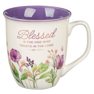 Blessed is the One Purple Meadow Ceramic Coffee Mug - Jeremiah 17:7