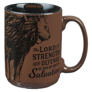 The Lord is My Strength Walnut-Brown Ceramic Coffee Mug - Exodus 15:2